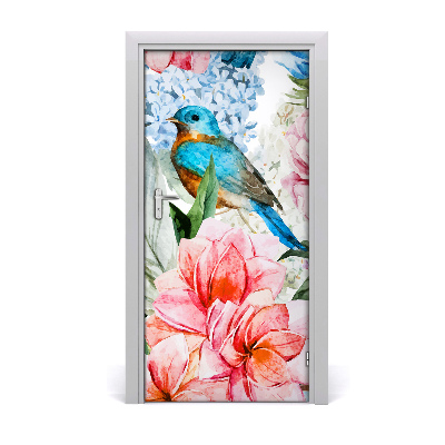 Self-adhesive door veneer Flowers and birds