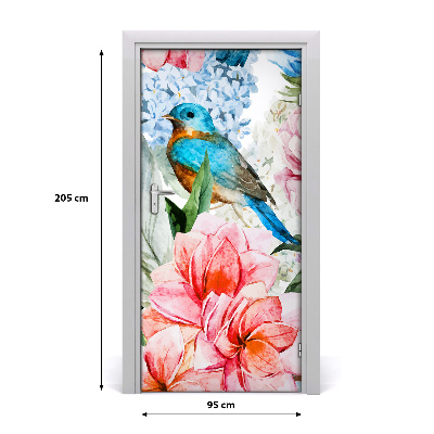 Self-adhesive door veneer Flowers and birds