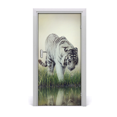 Self-adhesive door sticker White tiger