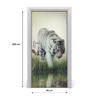 Self-adhesive door sticker White tiger