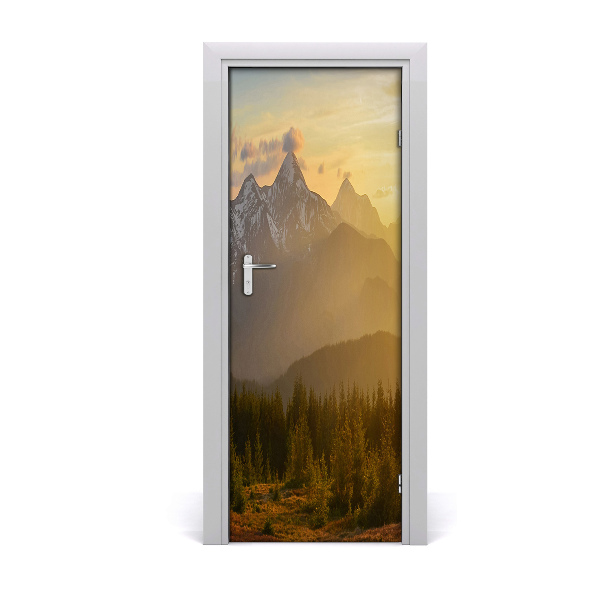 Door wallpaper Sunset mountains