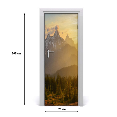 Door wallpaper Sunset mountains