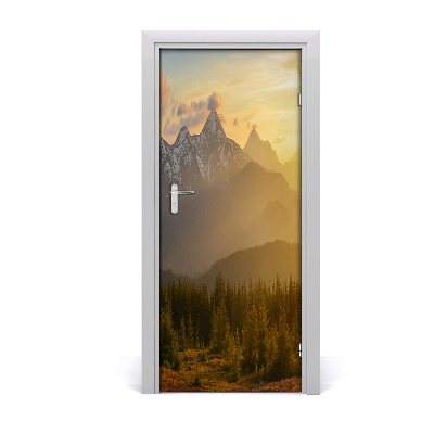 Door wallpaper Sunset mountains