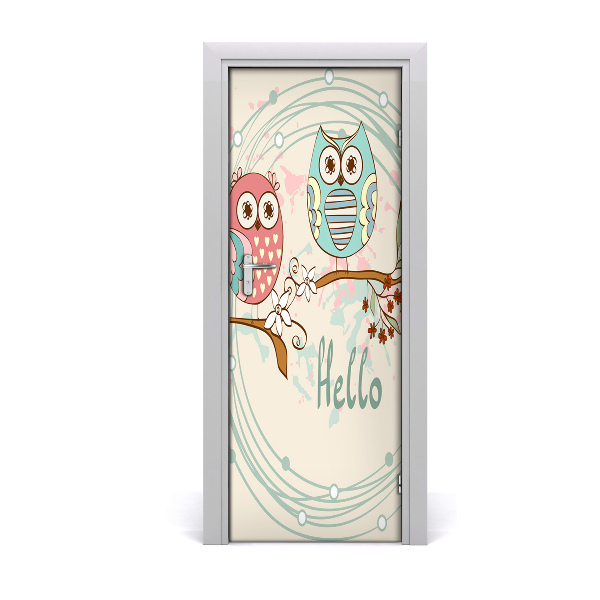 Self-adhesive door sticker The wall of owls