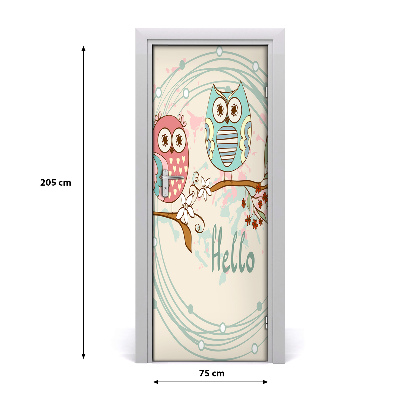 Self-adhesive door sticker The wall of owls