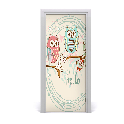 Self-adhesive door sticker The wall of owls