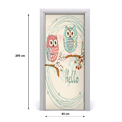 Self-adhesive door sticker The wall of owls