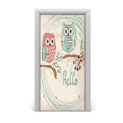 Self-adhesive door sticker The wall of owls