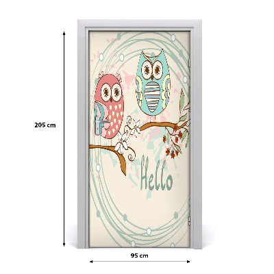 Self-adhesive door sticker The wall of owls