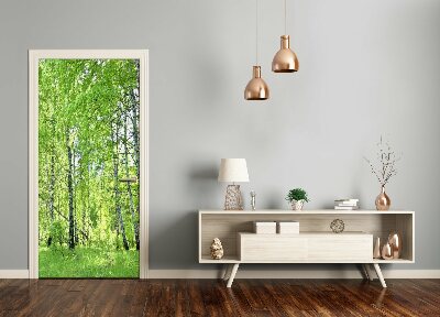 Door wallpaper Birch forest