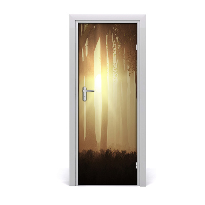 Door wallpaper Fog in the forest