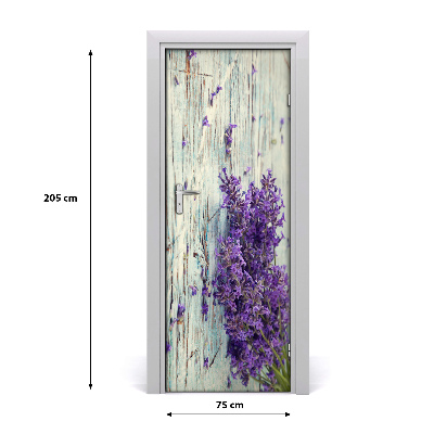 Self-adhesive door sticker Lavender on the wood