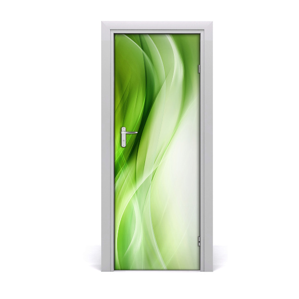 Self-adhesive door sticker Green waves background