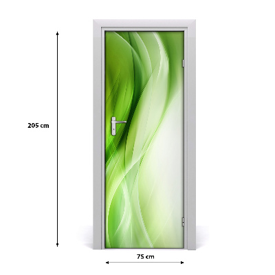 Self-adhesive door sticker Green waves background