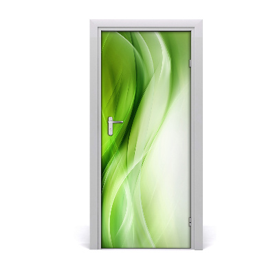 Self-adhesive door sticker Green waves background