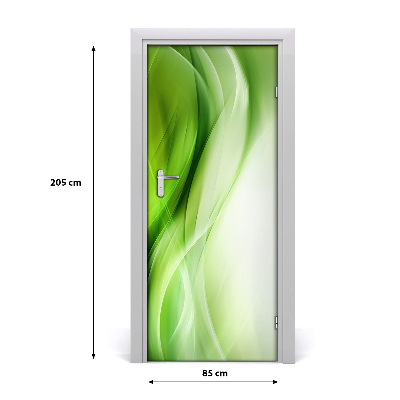 Self-adhesive door sticker Green waves background