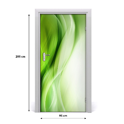 Self-adhesive door sticker Green waves background