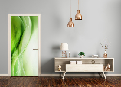 Self-adhesive door sticker Green waves background