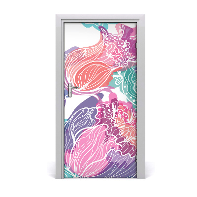 Self-adhesive door veneer Floral pattern