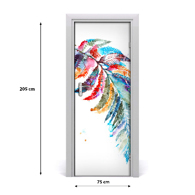 Self-adhesive door sticker Colorful fern