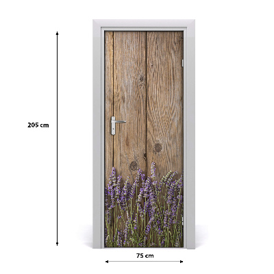 Self-adhesive door sticker Lavender on the wood