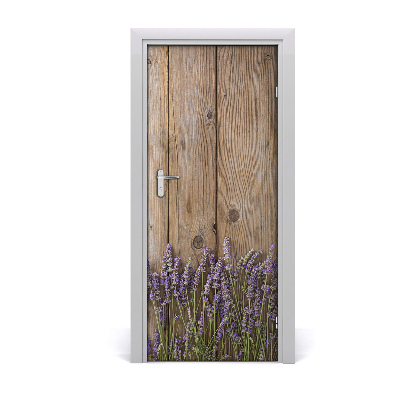 Self-adhesive door sticker Lavender on the wood
