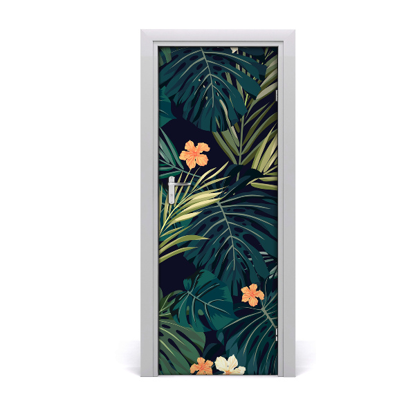 Self-adhesive door veneer Hawaiian flowers