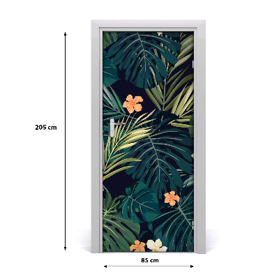 Self-adhesive door veneer Hawaiian flowers