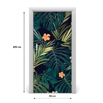 Self-adhesive door veneer Hawaiian flowers