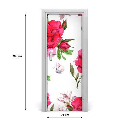 Self-adhesive door veneer Red roses