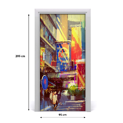 Self-adhesive door wallpaper Colorful city