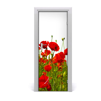 Self-adhesive door sticker Field of poppies