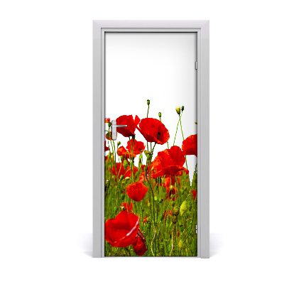 Self-adhesive door sticker Field of poppies