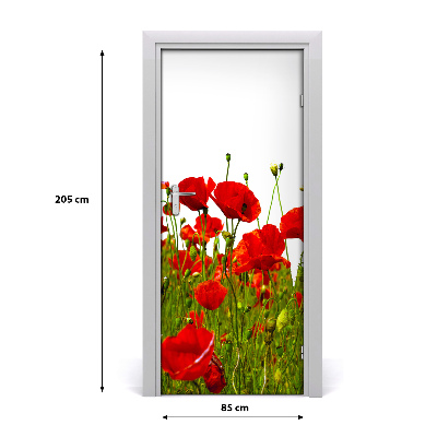 Self-adhesive door sticker Field of poppies