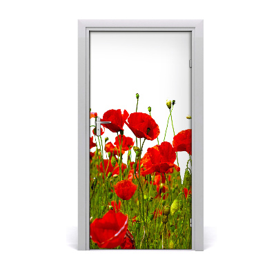 Self-adhesive door sticker Field of poppies