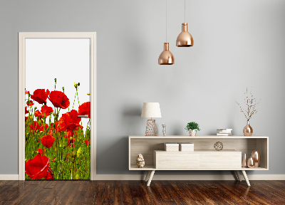 Self-adhesive door sticker Field of poppies