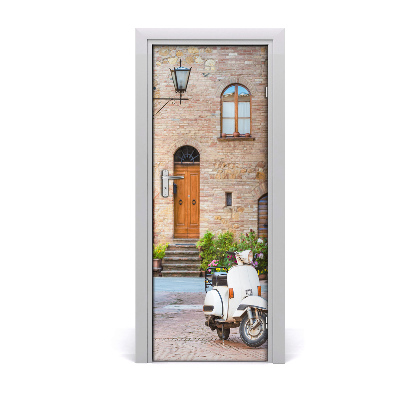 Self-adhesive door wallpaper Italian streets