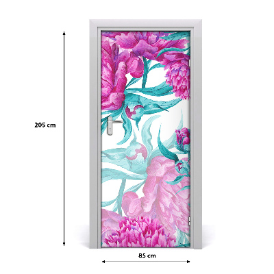 Self-adhesive door wallpaper Peonies