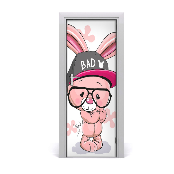 Self-adhesive door sticker Rabbit in a hat