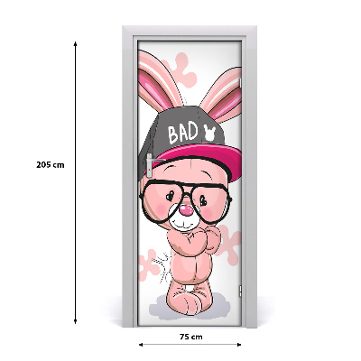 Self-adhesive door sticker Rabbit in a hat