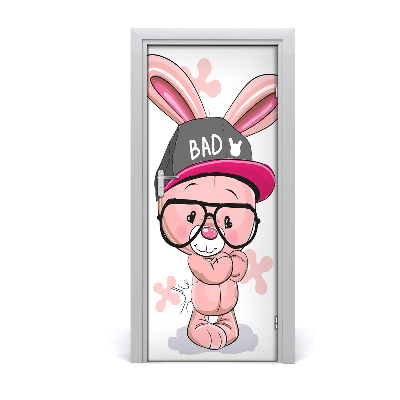 Self-adhesive door sticker Rabbit in a hat