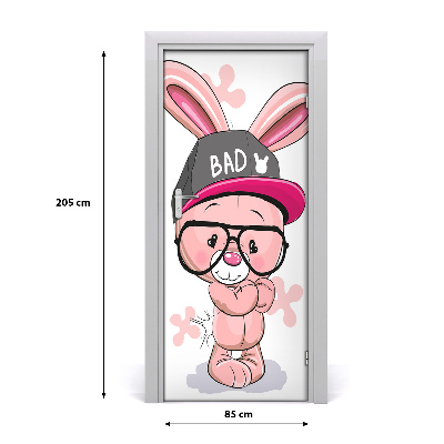 Self-adhesive door sticker Rabbit in a hat