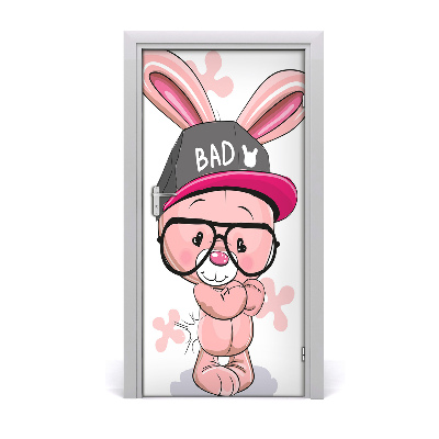 Self-adhesive door sticker Rabbit in a hat