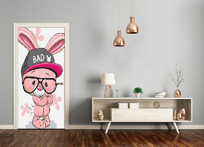 Self-adhesive door sticker Rabbit in a hat