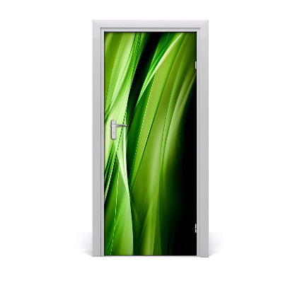 Self-adhesive door sticker Green waves background