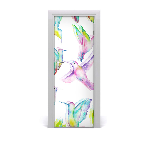 Self-adhesive door sticker Colorful hummingbirds