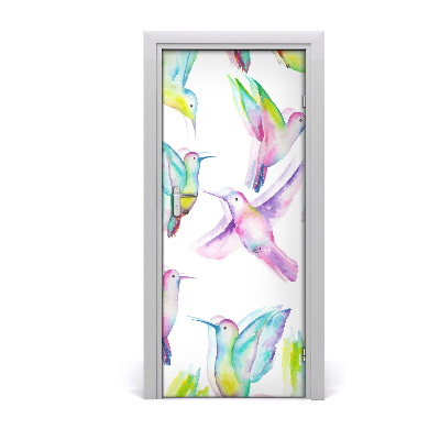 Self-adhesive door sticker Colorful hummingbirds