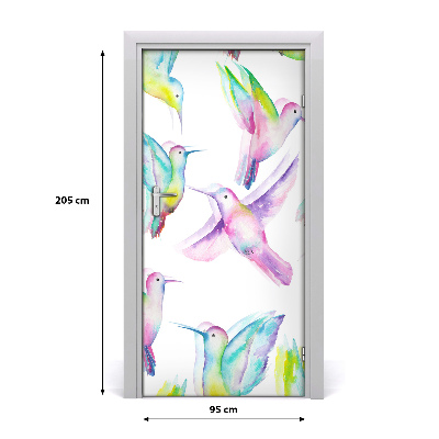 Self-adhesive door sticker Colorful hummingbirds