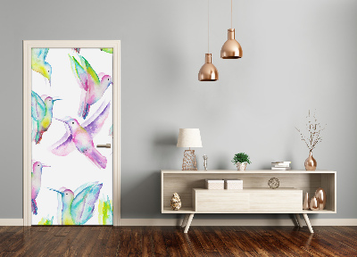 Self-adhesive door sticker Colorful hummingbirds