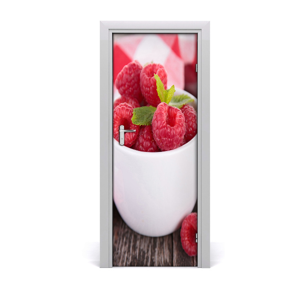 Self-adhesive door sticker Raspberries in a mug